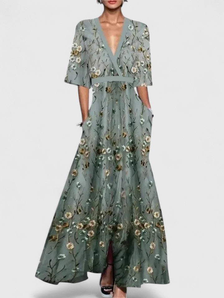 Lumira | Elegant Maxi Dress with Contrast Trim