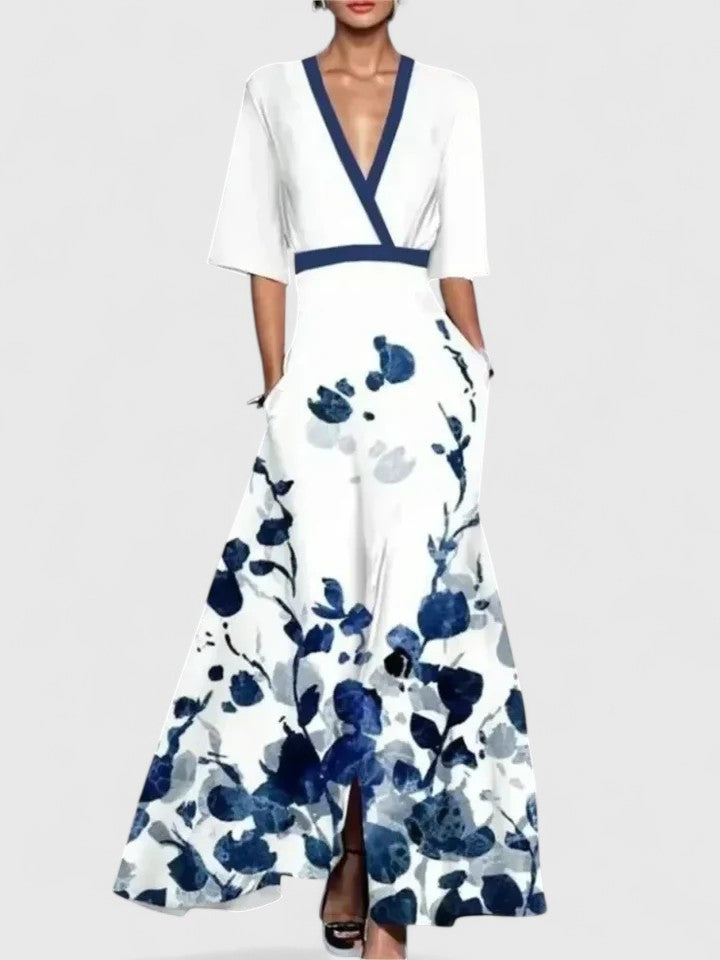 Lumira | Elegant Maxi Dress with Contrast Trim