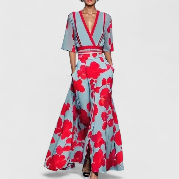Lumira | Elegant Maxi Dress with Contrast Trim