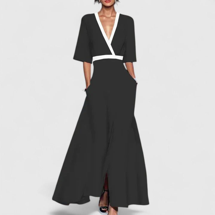 Lumira | Elegant Maxi Dress with Contrast Trim
