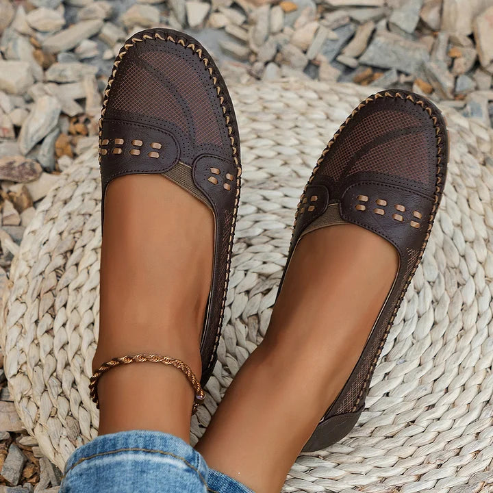 Lydia | Classic Slip On Flats with Perforated Detail