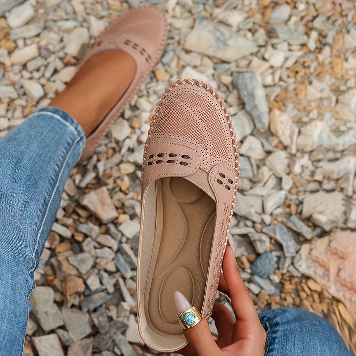 Lydia | Classic Slip On Flats with Perforated Detail