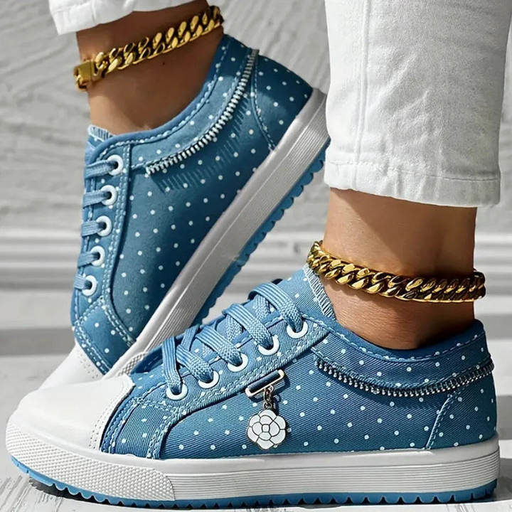 Lydia | Lace Up Sneakers with Sheer Panel Detail