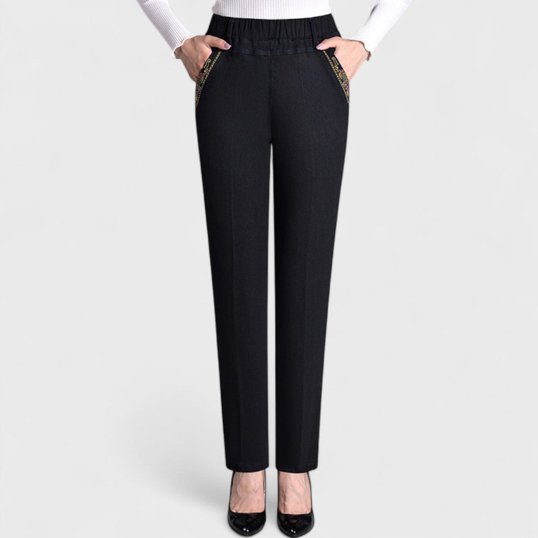 Lydia | Straight Leg Pull On Jeans with Elastic Waist