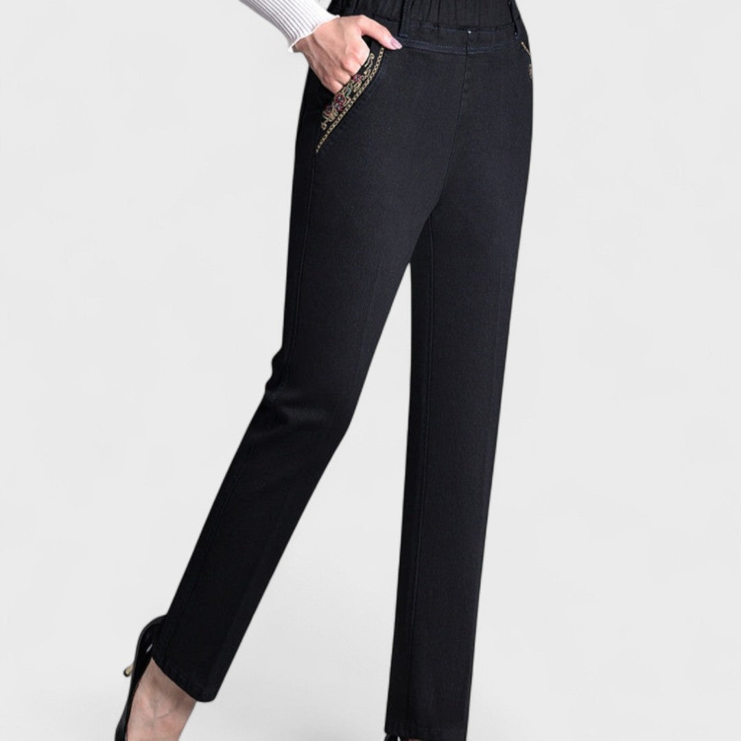 Lydia | Straight Leg Pull On Jeans with Elastic Waist