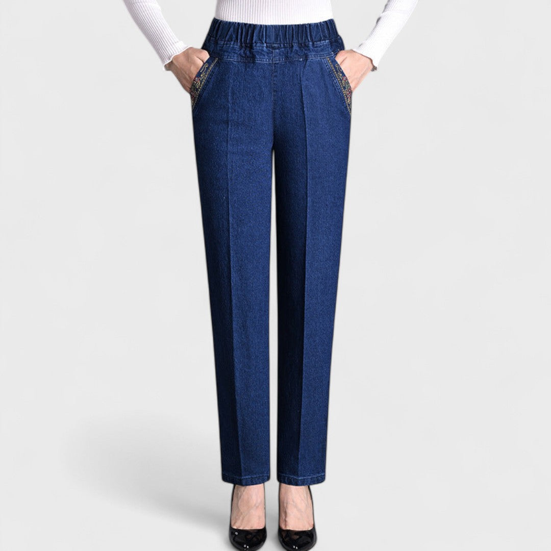Lydia | Straight Leg Pull On Jeans with Elastic Waist