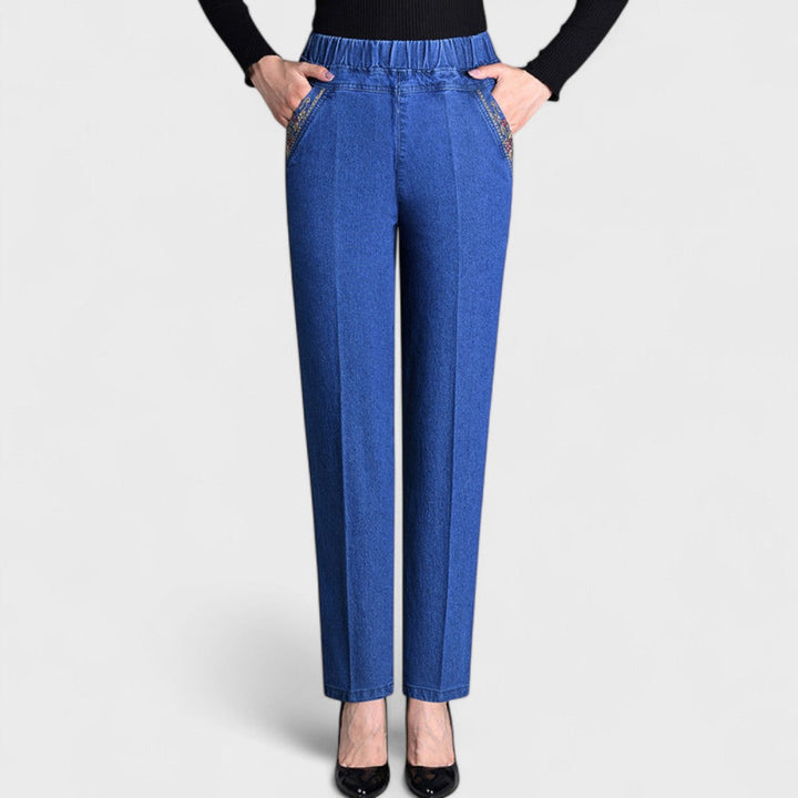 Lydia | Straight Leg Pull On Jeans with Elastic Waist