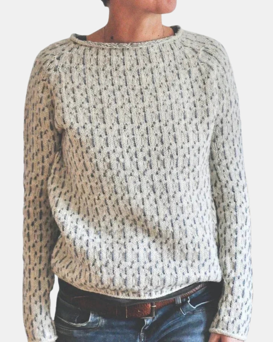 Lyrissae | Textured Knit Sweater with Boat Neck