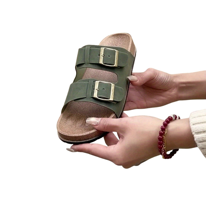 Lysandra | Double Buckle Slide Sandals with Contoured Footbed