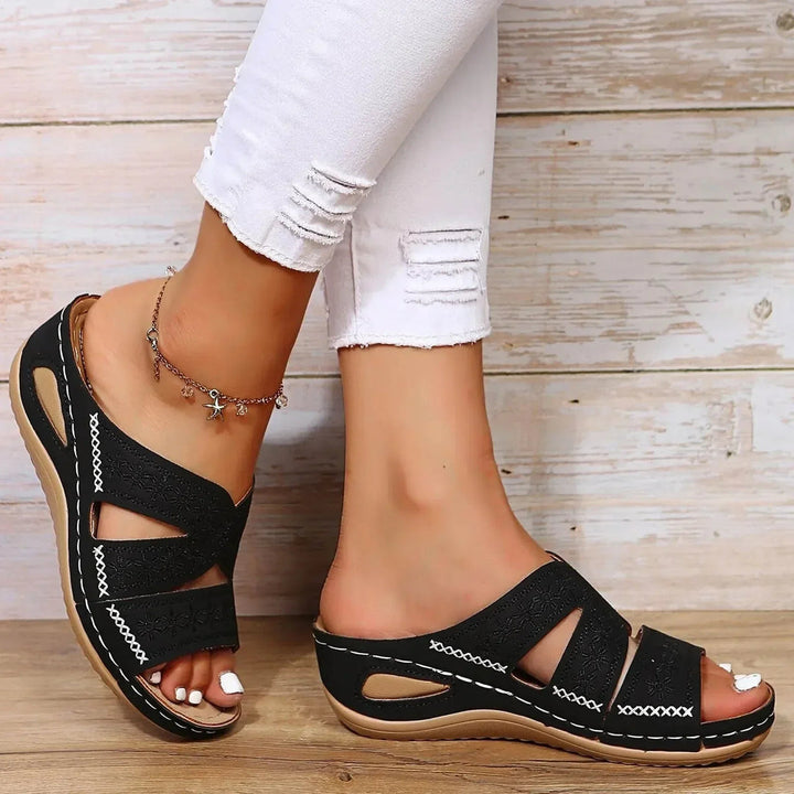 Mable | Classic Slide Sandals with Cutout Straps