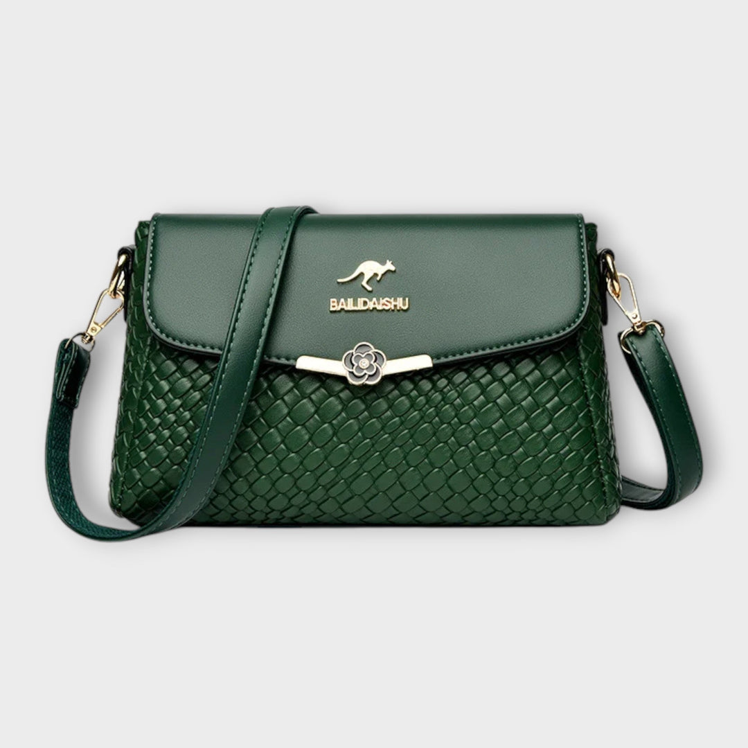 Malika | Woven Crossbody Bag with Flap Closure