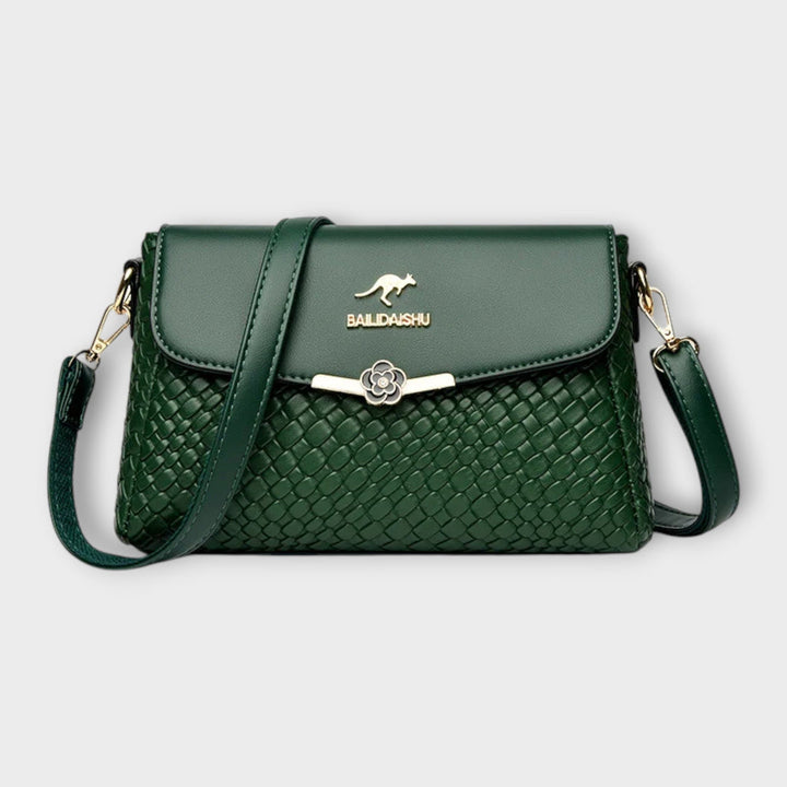 Malika | Woven Crossbody Bag with Flap Closure