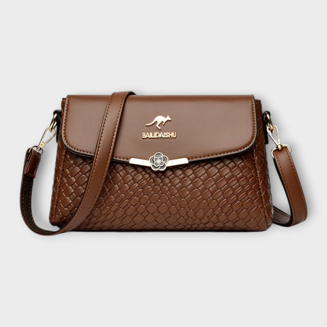 Malika | Woven Crossbody Bag with Flap Closure