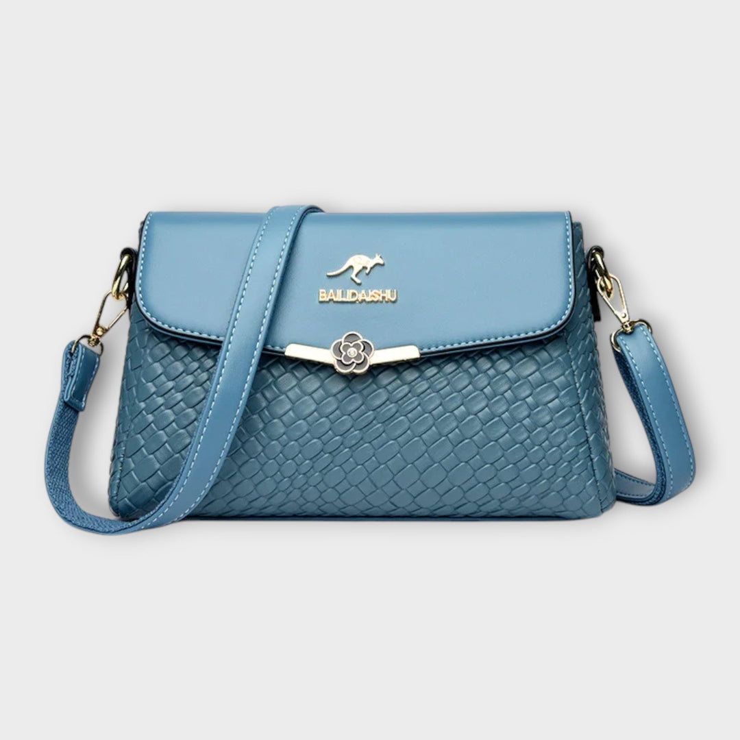 Malika | Woven Crossbody Bag with Flap Closure