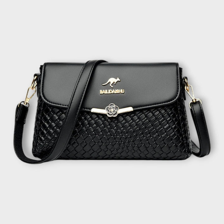 Malika | Woven Crossbody Bag with Flap Closure