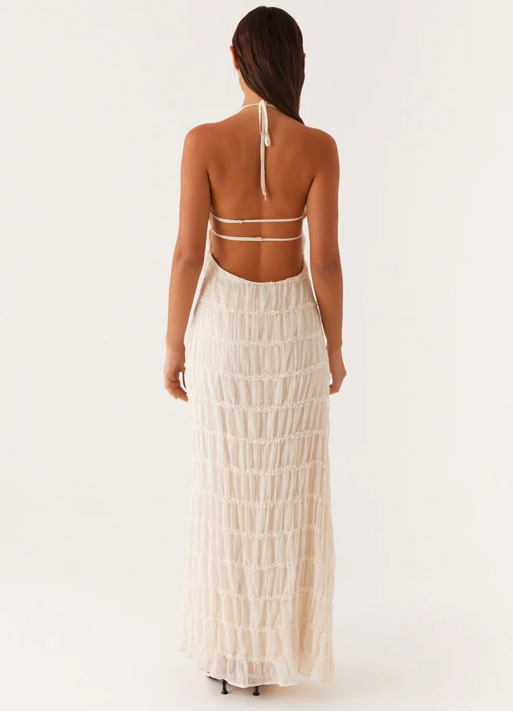 Malyzoria | Elegant Pleated Halter Maxi Dress