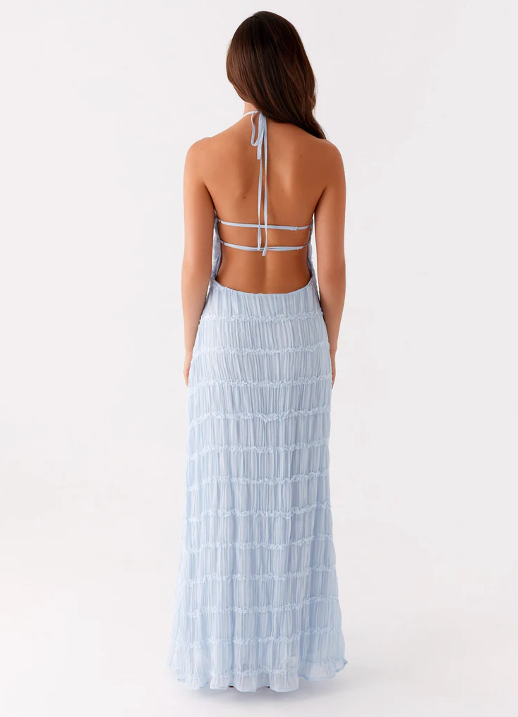 Malyzoria | Elegant Pleated Halter Maxi Dress