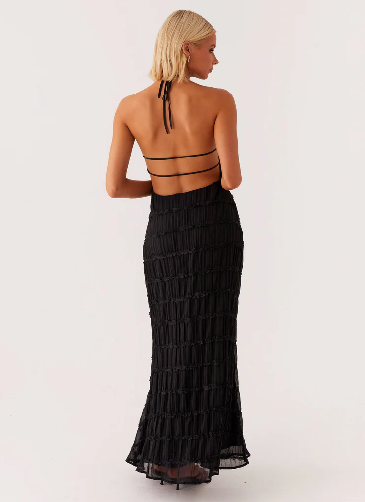 Malyzoria | Elegant Pleated Halter Maxi Dress