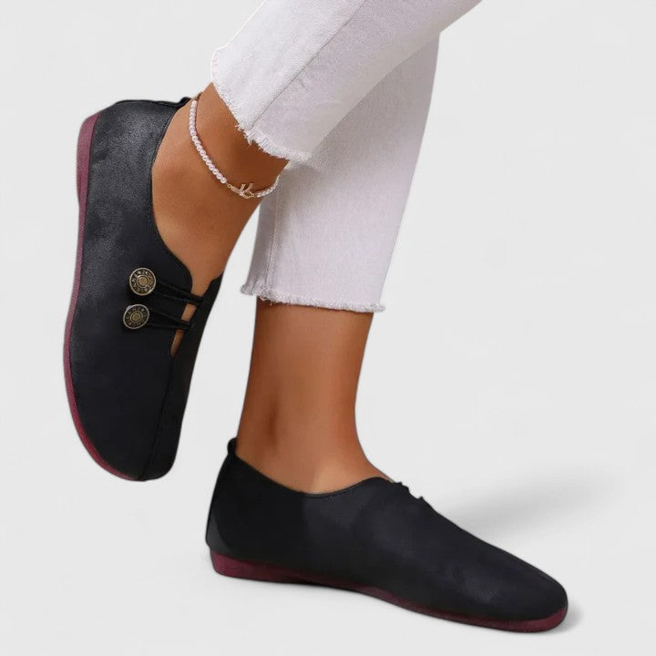 Mara | Button Detail Slip On Loafers