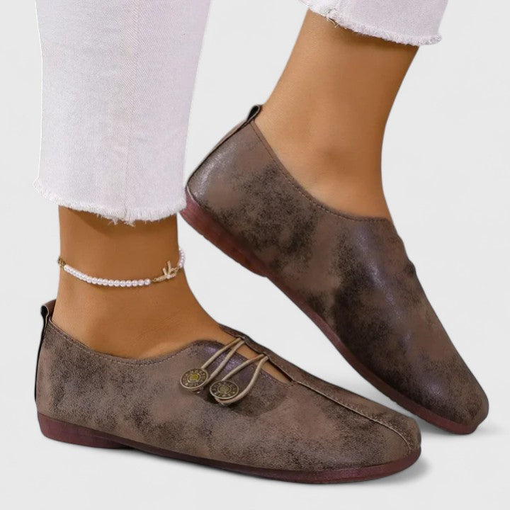 Mara | Button Detail Slip On Loafers