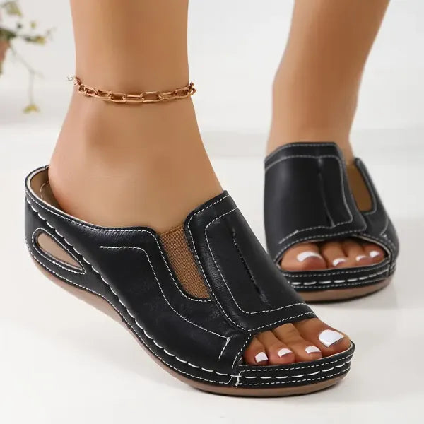 Marcene | Slide Sandals with Cutout Panels