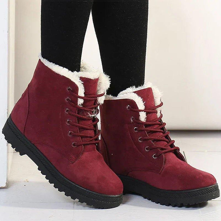 Maribel | Lace-Up Ankle Boots with Plush Trim