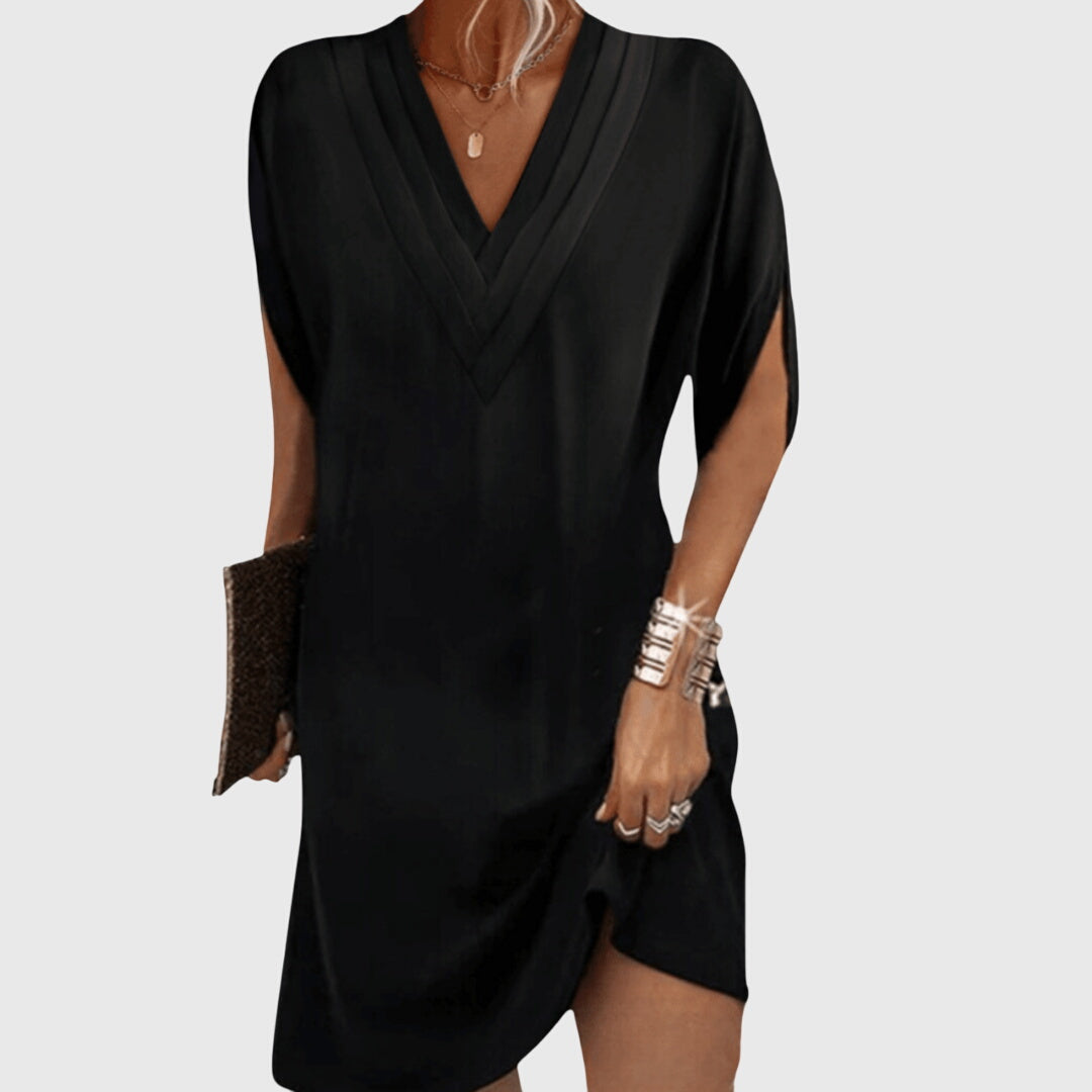 Marina | Chic V Neck Shift Mini Dress