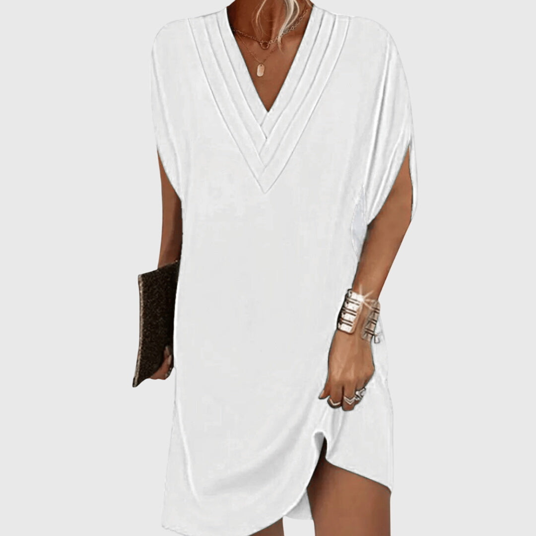 Marina | Chic V Neck Shift Mini Dress