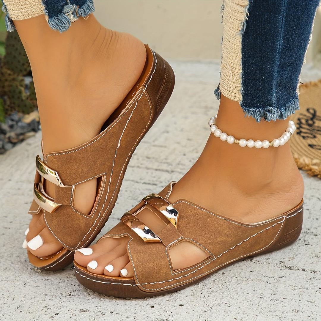 Marlaina | Double Buckle Slide Sandals