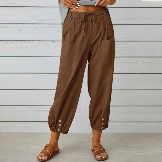 Marley | Drawstring Jogger Pants with Button Hem