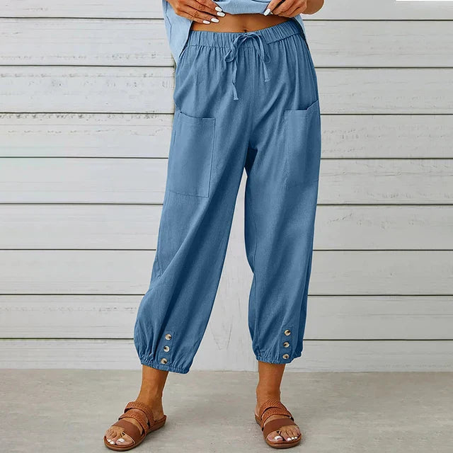 Marley | Drawstring Jogger Pants with Button Hem
