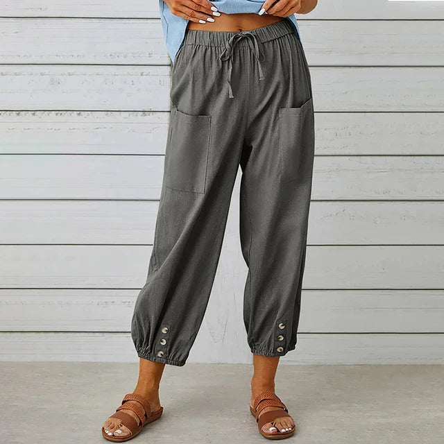 Marley | Drawstring Jogger Pants with Button Hem