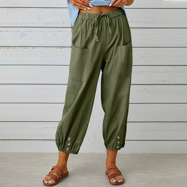 Marley | Drawstring Jogger Pants with Button Hem