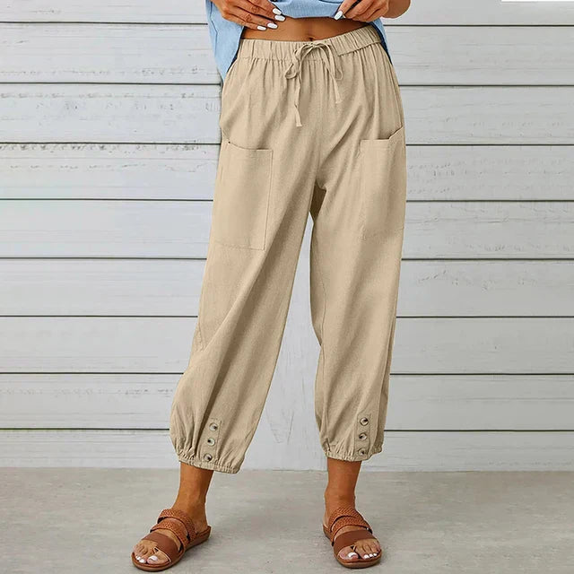 Marley | Drawstring Jogger Pants with Button Hem