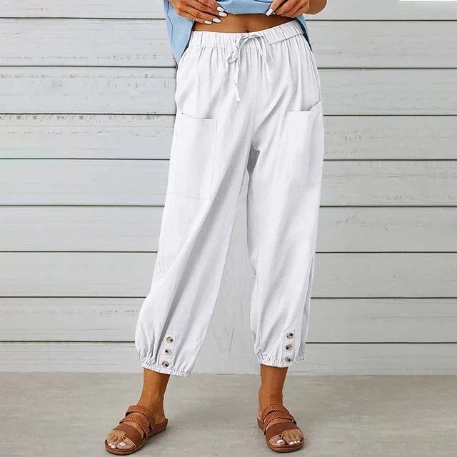 Marley | Drawstring Jogger Pants with Button Hem