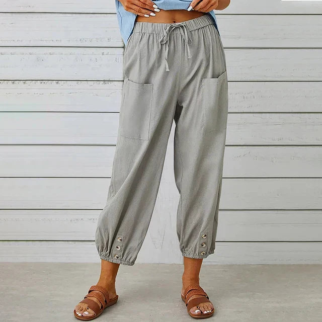 Marley | Drawstring Jogger Pants with Button Hem