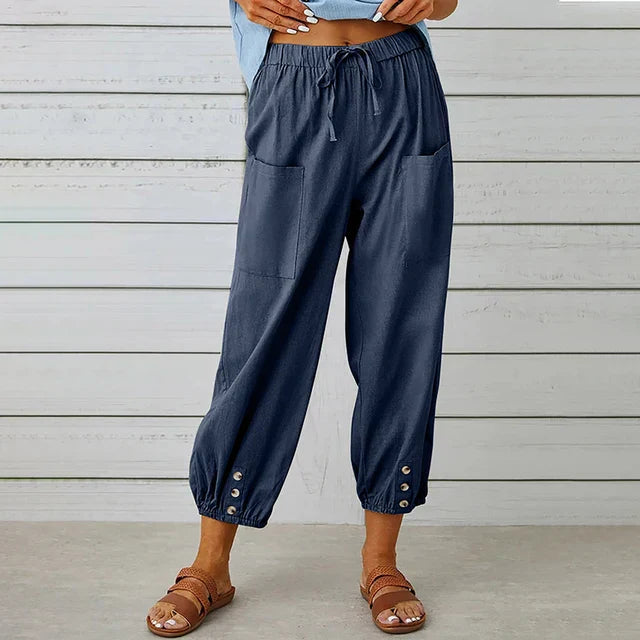 Marley | Drawstring Jogger Pants with Button Hem