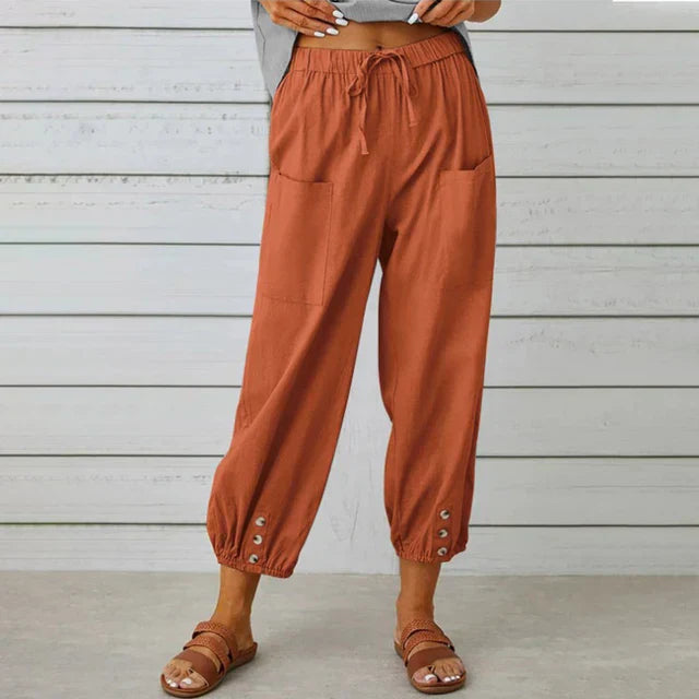 Marley | Drawstring Jogger Pants with Button Hem