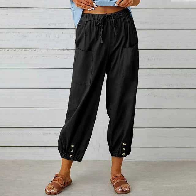 Marley | Drawstring Jogger Pants with Button Hem