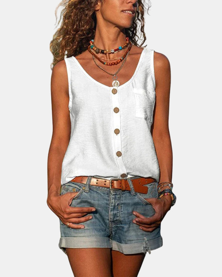 Marloweia | Button Front Sleeveless Tank Top