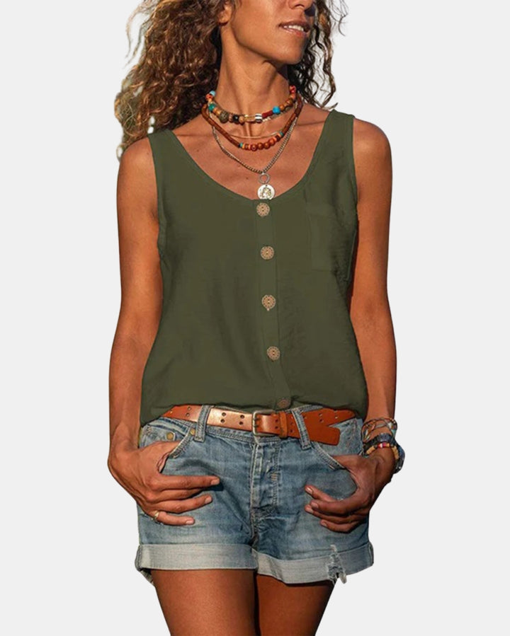 Marloweia | Button Front Sleeveless Tank Top
