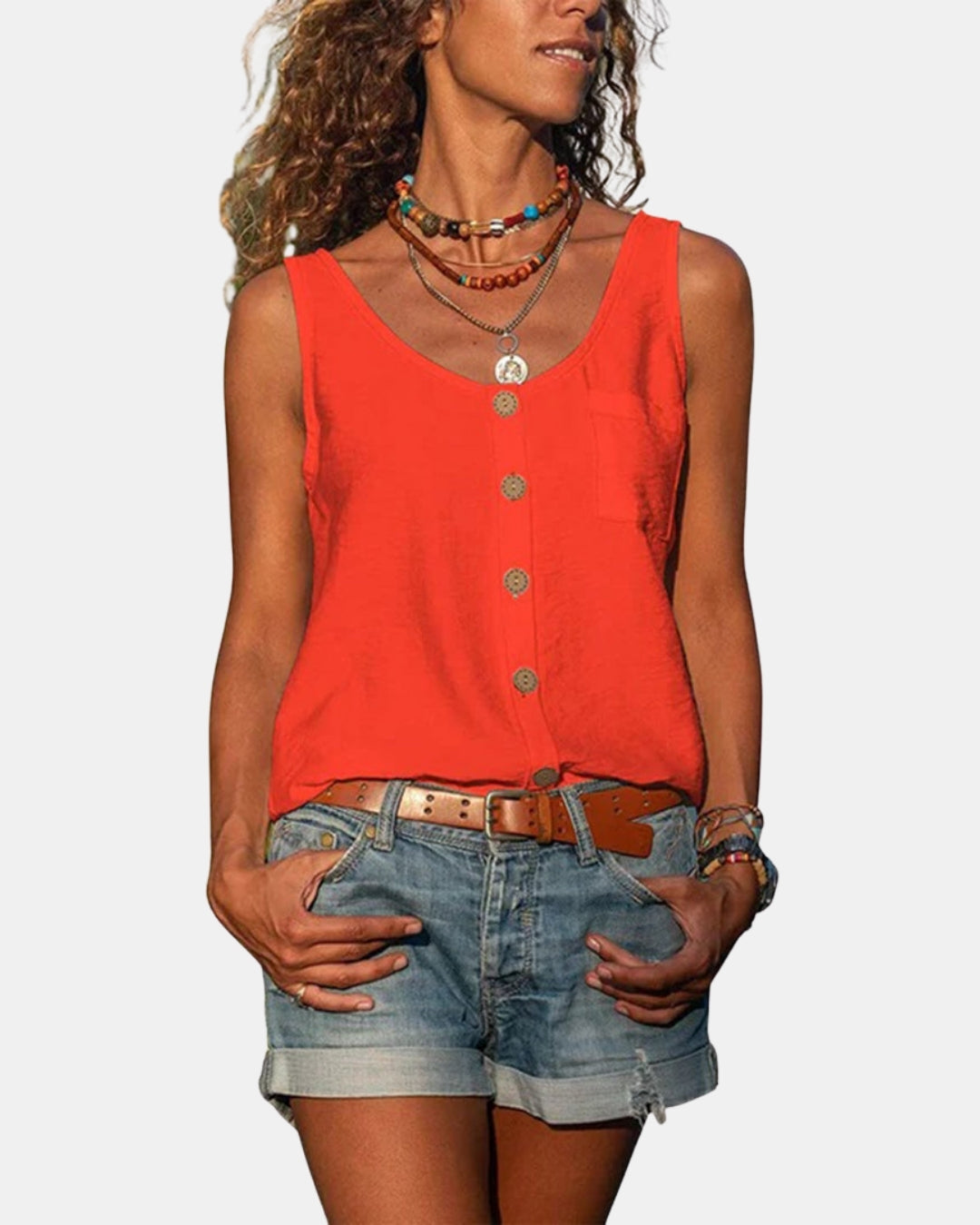 Marloweia | Button Front Sleeveless Tank Top