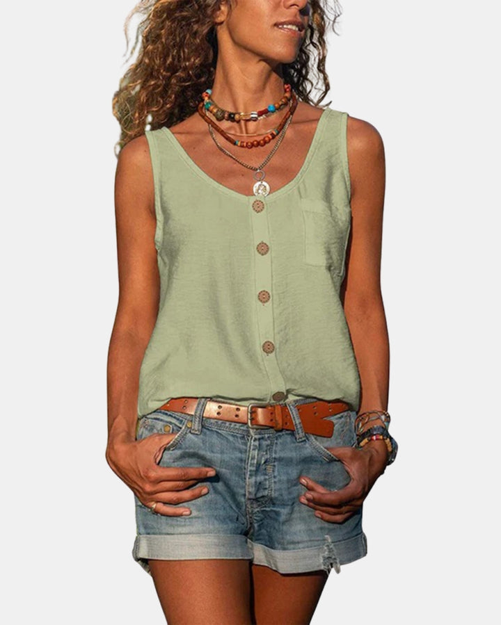 Marloweia | Button Front Sleeveless Tank Top