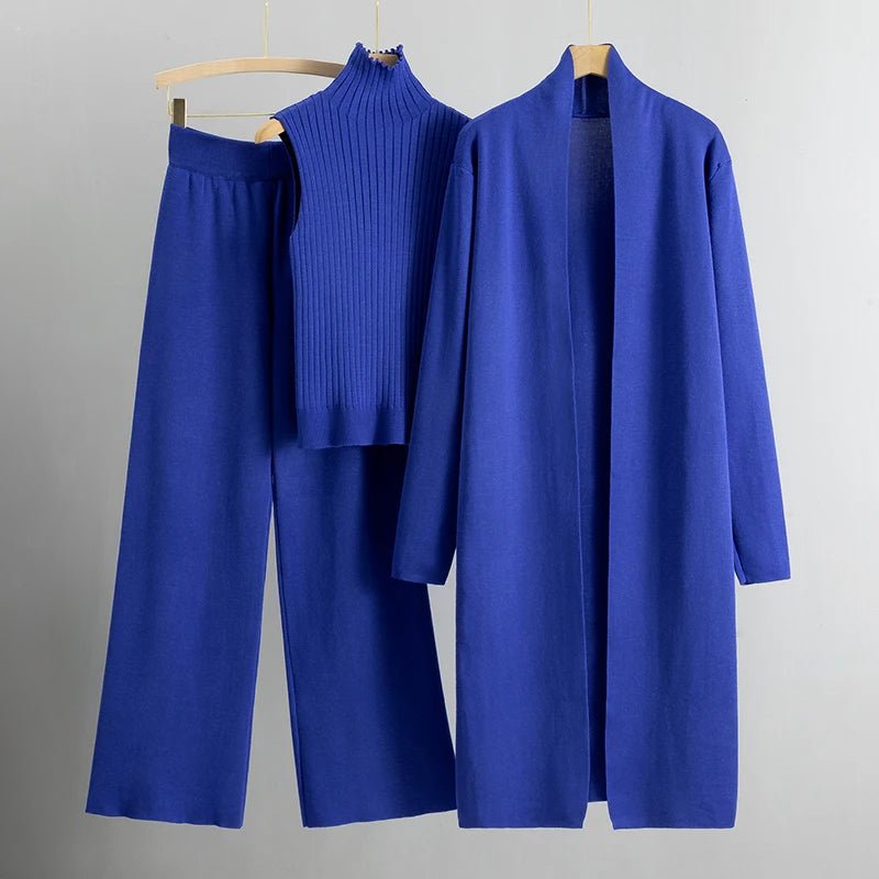 Matilda | Three Piece Knit Set with Long Cardigan