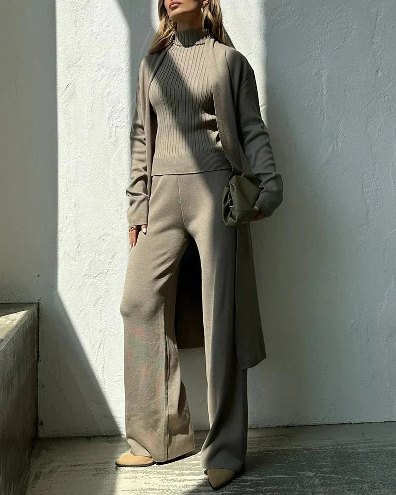 Matilda | Three Piece Knit Set with Long Cardigan