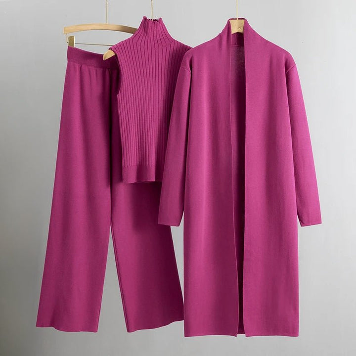 Matilda | Three Piece Knit Set with Long Cardigan