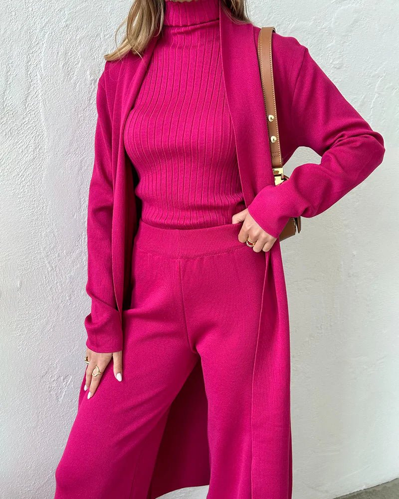 Matilda | Three Piece Knit Set with Long Cardigan