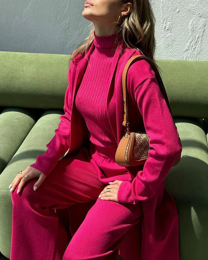 Matilda | Three Piece Knit Set with Long Cardigan