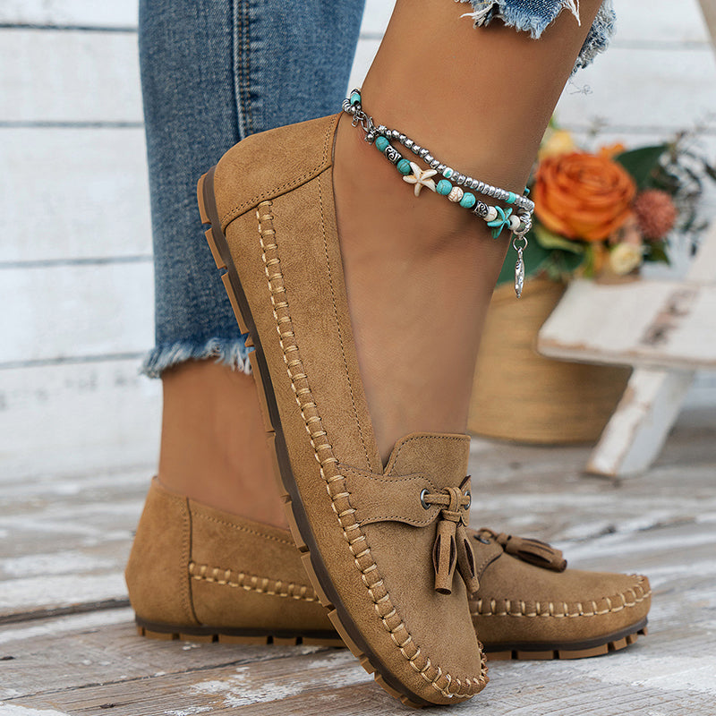 Megan | Classic Moccasin Loafers with Tassel Detail
