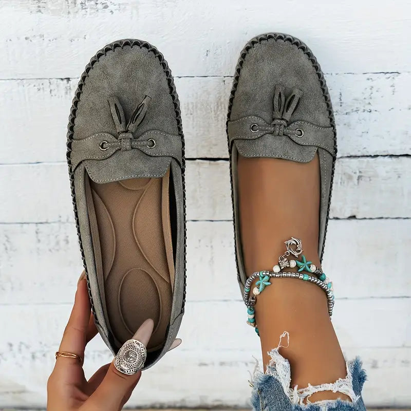 Megan | Classic Moccasin Loafers with Tassel Detail